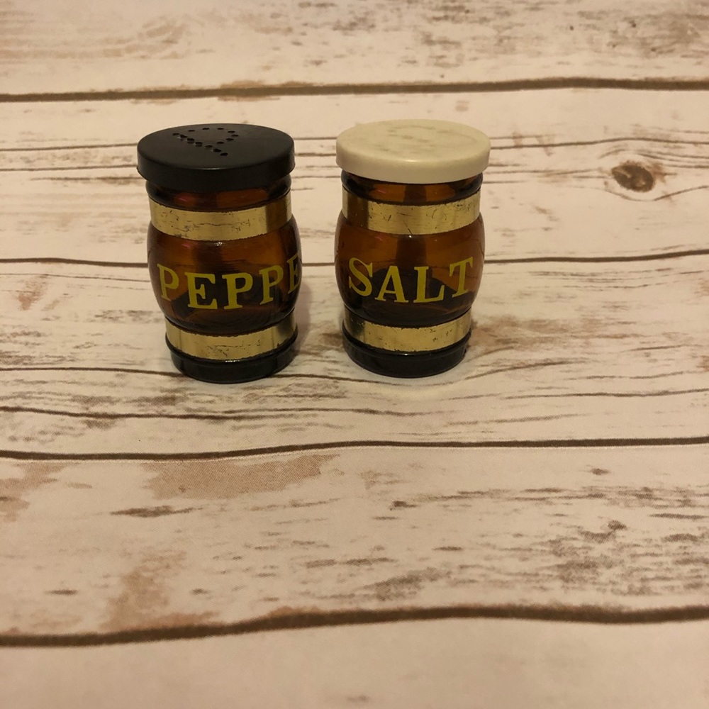 Vintage Amber Glass Salt and Pepper Shakers